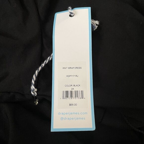 NEW Draper James RSVP Knit Wrap Dress Black Half Sleeve V-Neck Plus Size 2X NWT - Picture 14 of 14